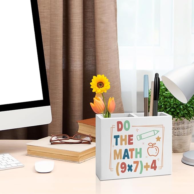 Funny 67 Math Teacher Pencil Holder Decor Teacher Appreciation Gifts for Office Mathematician Math Lover Gifts math Theme Wooden Organizer Vase for Office Home Desk Table Bookshelf