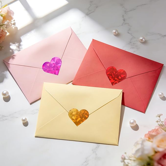 Anwyll 3000Pcs Heart Stickers - 1/2Inch Holographic Colored Heart Stickers Tiny Mini Small Heart Shape Sticker Self Adhesive Happy Valentines Day Heart Love Sticker for Envelope Card Crafts Gift Wrap