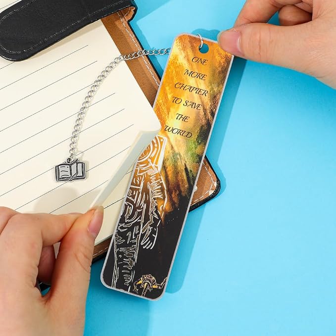 Project Hail Mary Inspired Metal Bookmark with Chain, Double-Sided Printed Stainless Steel Bookmark, Space Astronaut Design, Book Charm Pendant, Reading Gift for Sci-Fi Fans, Book Lovers(Project B)