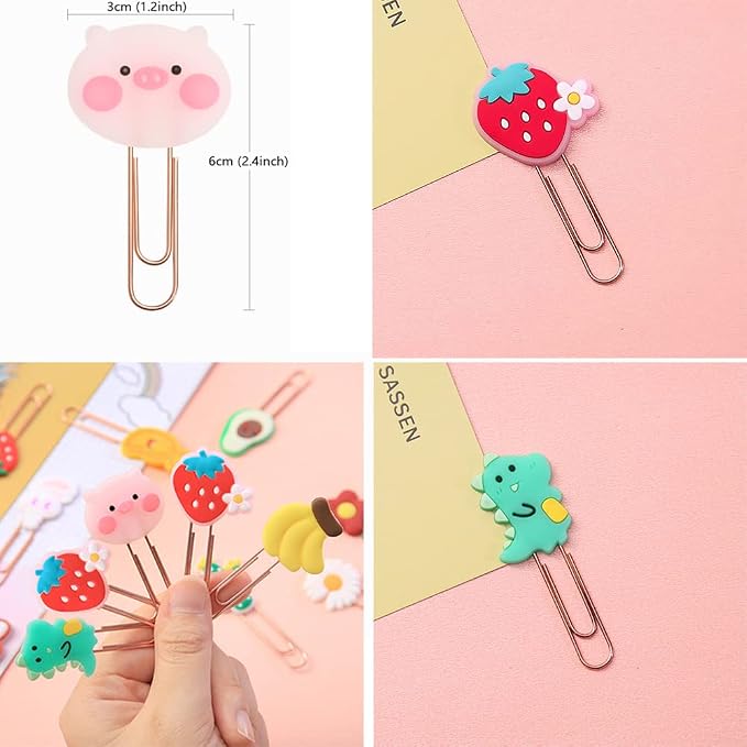 ELANE 36 pcs Silicone Paper Clips Bookmarks Dispenser Bookmark Memo Clip for School Teacher Office Supply Student Stationery. (Colorful)