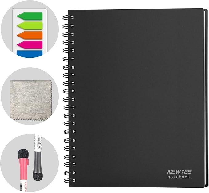 NEWYES Whiteboard Notebook Erasable Meeting Notebook Dry Erase White Board for Meeting, Business, Office, Home (A4)