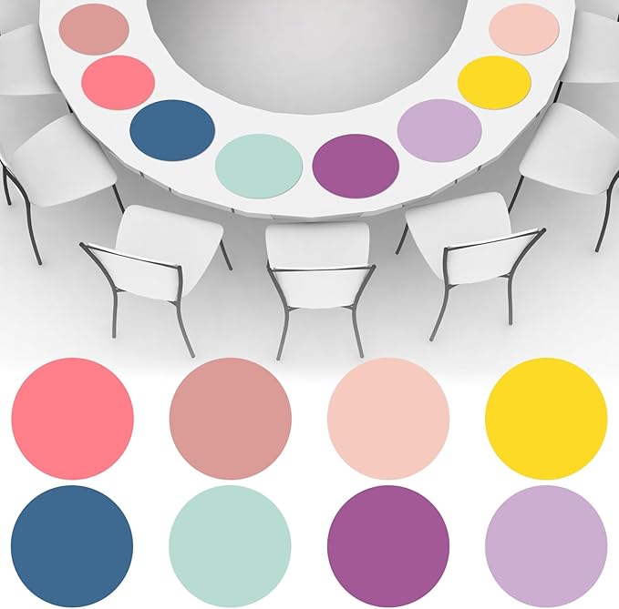 gisgfim 24PCS Dry Erase Dots 12 Inch Whiteboard Marker Wall Decor Removeable Circle Sticker Spots Writing Spots Set for Classroom Table Teachers Students Supplies (Morandi)