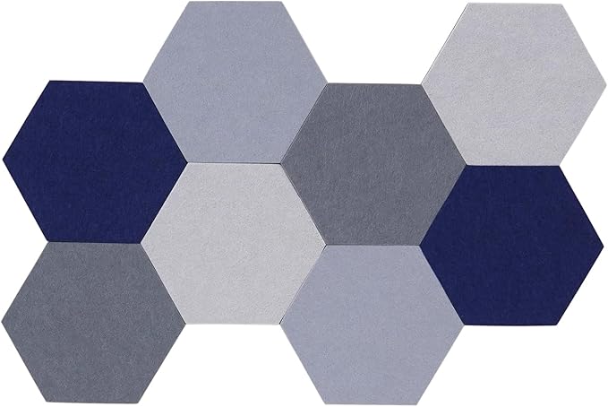 8Pcs Hexagon Felt Cork Board Tiles Self Adhesive Bulletin Board, Pin Board for Wall Decor Memos Photos Display (Set H)