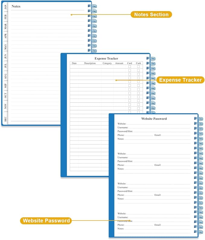 Planner 2026 - Weekly & Monthly Planner from January 2026 to December 2026, Agenda 2026 with Inner Pocket, Elastic Band, 6.4" x 8.5", Blue