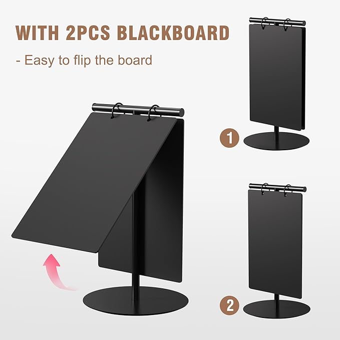 SELEAD Small Chalkboard Words Sign - 8x12 Inch Tabletop Decorative Chalk Board with Metal Stand, Rectangle Double-Sided Message Menu Board for Food, Store, Business, Wedding