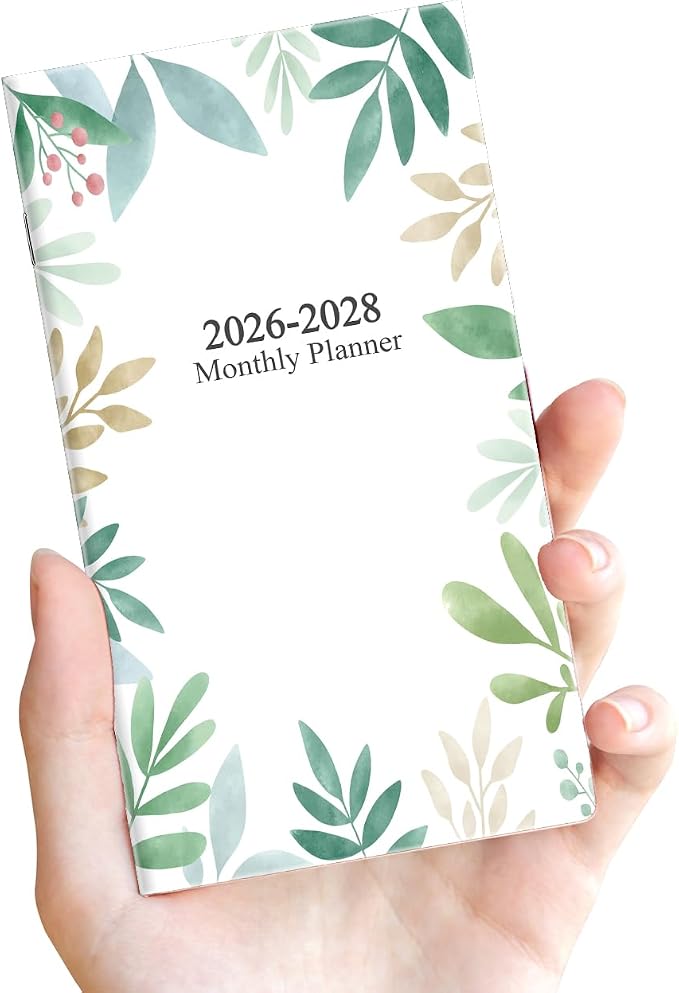 2026-2027 Pocket Calendar for Purse – Mini Monthly Planner from July 2026 to June 2028, 2 Year Monthly Calendar for Organizing & Planning, 3.5" x 6.5", Green Leaf - A