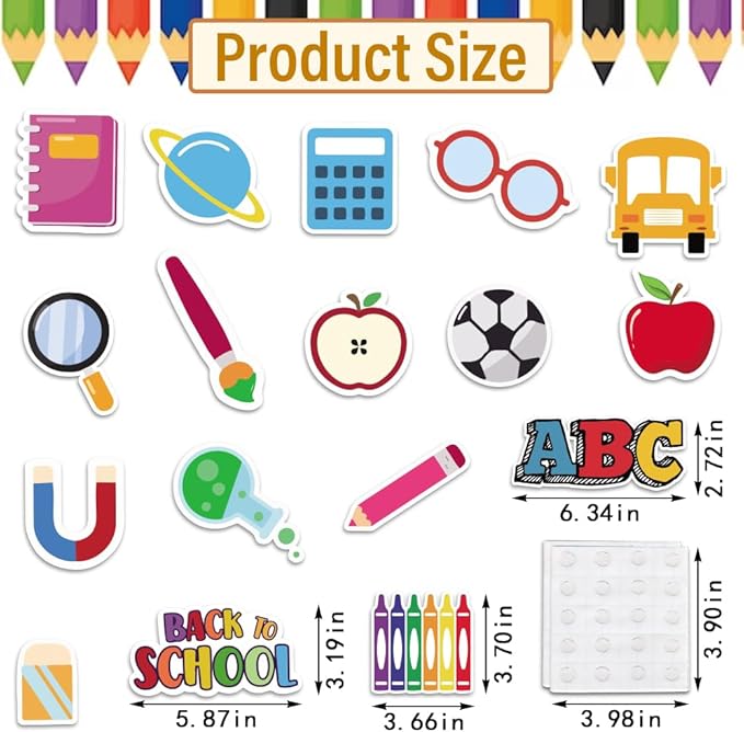 Threetols 68-Piece Multicolor Letter Print School Bulletin Board Decorations, Cutouts for Classroom, Kindergarten, Party Supplies