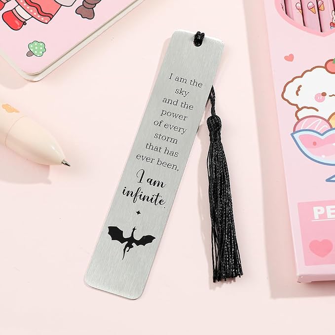 Dragon Metal Bookmarks Set, Fourth Wing Stainless Steel Bookmark with Charm, Book Mark for Reading Women and Men, Book Accessories for Book Lover (Style 1)