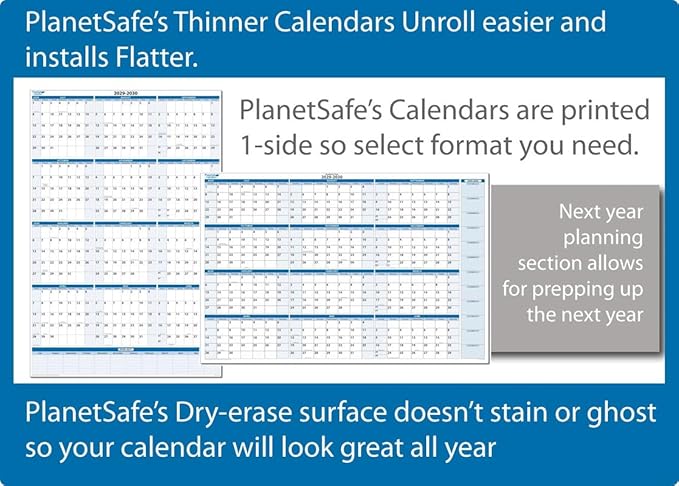 2027-2028 Premium Dry-Erase Fiscal/Academic Split Year July to June Vertical Wall Calendar 48" x 32" - Next Year Planner Area. Complete Dry-erase Marker and Eraser