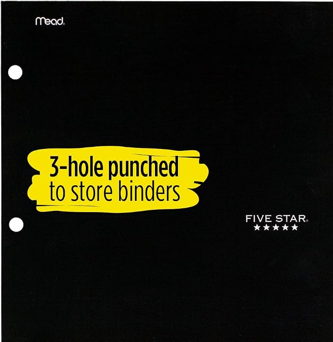 Five Star 4 Pocket Folder, 2 Pocket Folder Plus 2 Additional Pockets, Black (72093)