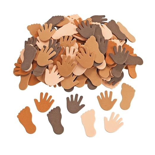 Colorations® Colors Like Me Self Adhesive Hands & Feet Foam Stickers - 200pc, Durable Crafting Materials, 4 Skin Tone Shades