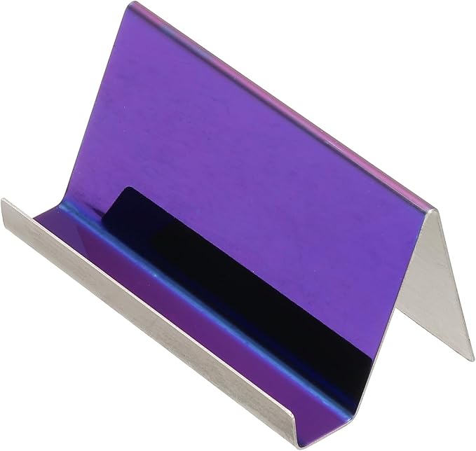 PATIKIL Business Card Holder for Desk, 3Pcs Business Card Holders Stainless Steel Card Stand Organizer Cards Display for Office Exhibition, Purple