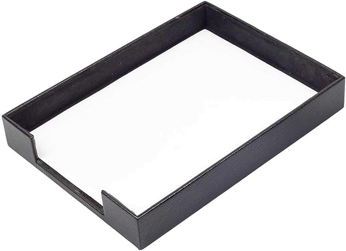 MOOGCO Leather Document Tray - Pen Holder - Note Paper Holder -3 Accessories-Desk Organizer - Office Desk Accessories - Desktop Storage - 3 PCS (BLACK)