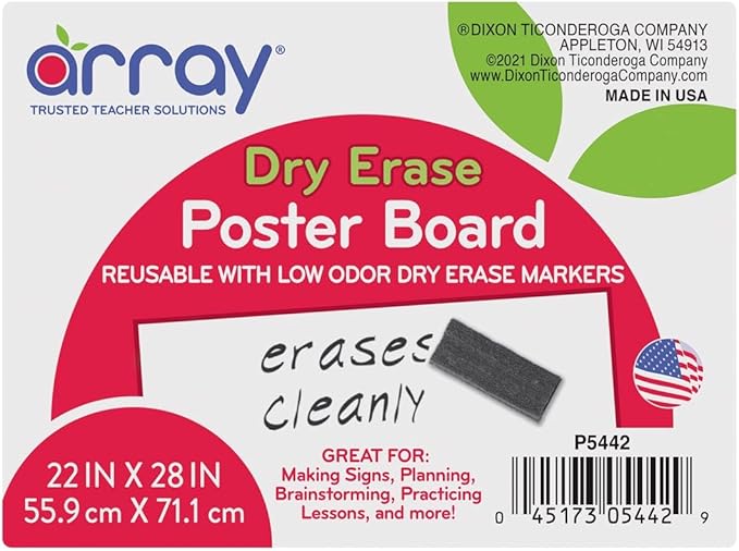 Pacon GoWrite! Dry Erase Poster Board, 22"x28", White, 25 Count (5442)