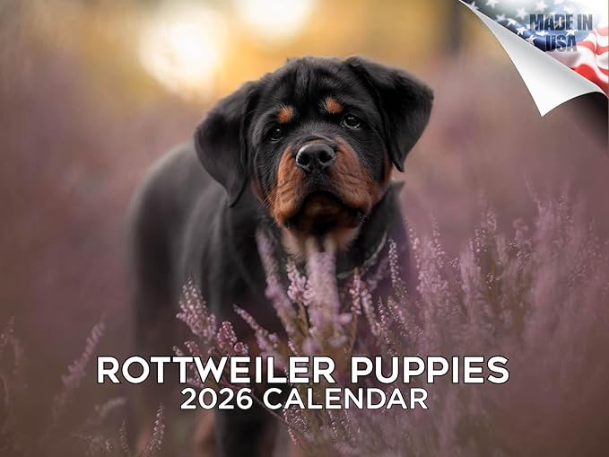 2025 2026 Rottweiler Puppies Calendar - Dog Breed Monthly Wall Calendar - 12" x 18" Open - Thick No-Bleed Paper - Giftable - Academic Teacher's Planner Calendar Organizing & Planning