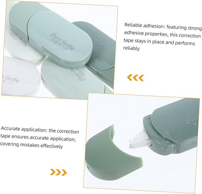 KALLORY 6pcs Correction Tape for Students Green Aesthetic Correction Supplies for Instant Writing Fixes at Home School and Office Easy to Apply Portable and Student-friendly