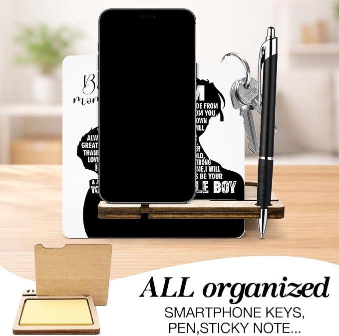 Mother's Day Appreciation Gift for Mom - Multi-functional Desk Organizer - Motivational wooden Best Mom Sign for Office Desk Shelf Decor