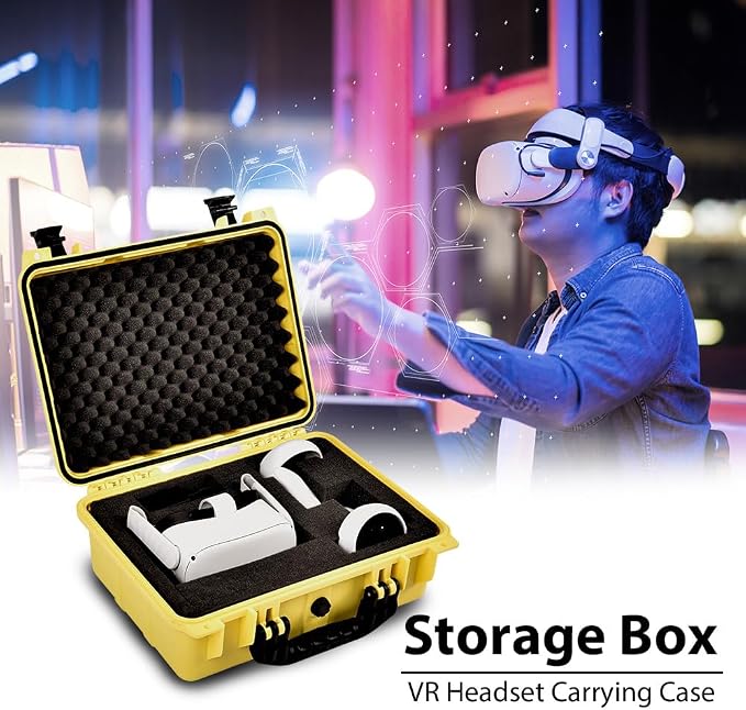 CROSSDESIGN Storage Box for Collectible Cards, Tools, Screws, Craft Supplies DIY Adjustable Organizer Box with Removable Dividers & Protective Foam, Lightweight Stackable Storage Container Yellow