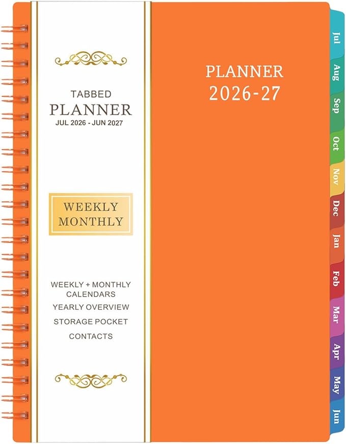 Planner 2026-2027 - Academic Planner 2026-2027,Planner Weekly and Monthly with Tabs, JULY 2026 - JUNE 2027, 6.25" × 8.3", Strong Twin-Wire Binding
