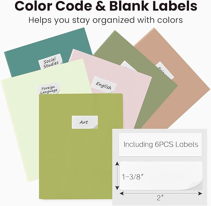 Sooez 6Pack Folders with Pockets, Pocket Folders with Extra Labels, Plastic Folders with Pockets, 2 Pocket Folders Bulk, Heavy Duty File Folders, School Folders Business Folder Office Filing Supplies