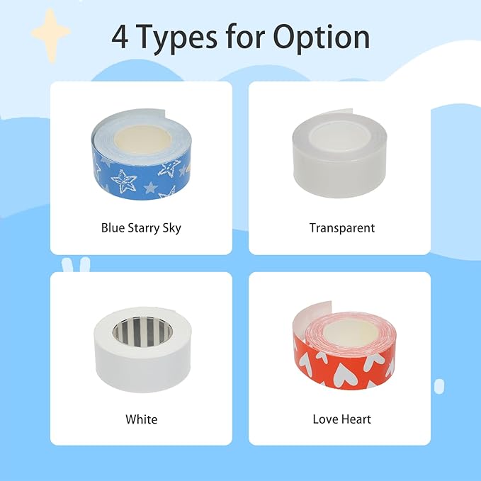 HUIOP Label Tape,Label Tape 1 Roll Thermal Label Skicker Compatible with King Jim TEPRA LR5C Labeler Cute Thermal Paper Print Tape 15mm*4m - Transparent
