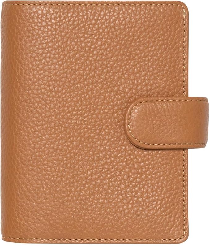 Filofax Norfolk Organizer, Pocket Size, Almond - Soft, Full-Grain Leather, Six Rings, Week-to-View Calendar Diary, Multilingual, 2025 (C022632-25)