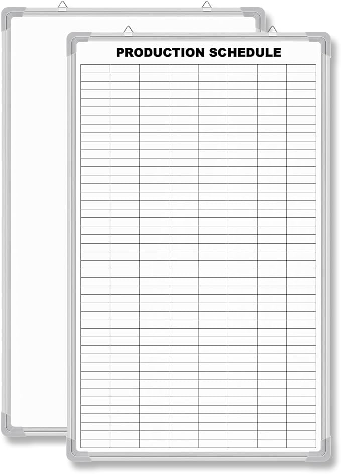 AmazingSpark Lined Whiteboard Blank Grid Aluminum Frame Dry Erase Board Reusable Wall Mounted Board for Scheduling, to Do Lists Weekly Planning Home Work(36 x 24 Inch,Product Schedule)
