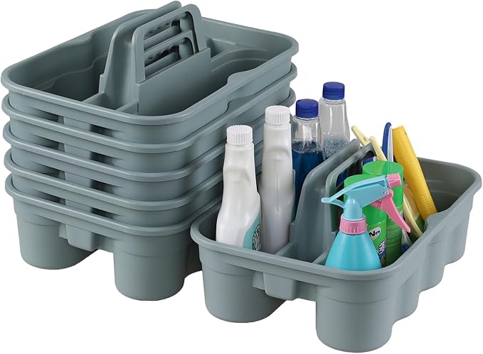 Hespama 6-Pack Plastic Easy Carry Cleaning Storage Caddy with Handle