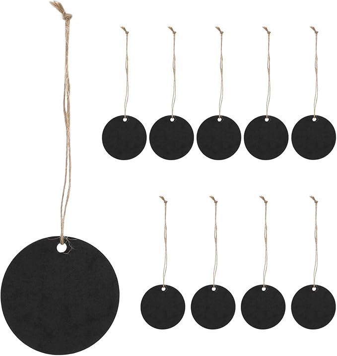 Operitacx 10Pcs Hanging Chalkboard Sign, Small Double Sided Hanging Chalkboard Tag with String, Erasable Labels Mini Chalk Boards for Message Party Wedding