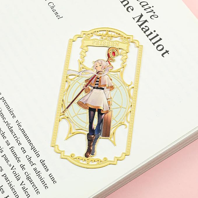 Anime Frieren: Beyond Journey's End Bookmark Stainless Steel Manga Fans Cartoon Fashion Student Scholar Learning Gift (Frieren-1)