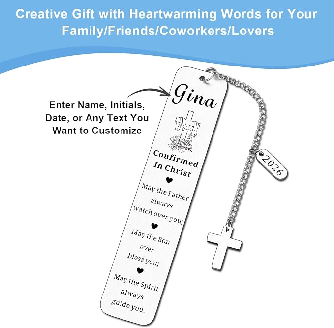 Confirmed in Christ Gifts Bookmark for Women Men, Confirmation Gifts for Girls Boys Teens, Custom Baptism Gift for College Girls Boys, Personalized Religious Bookmarks in Bulk, Easter Basket Stuffers