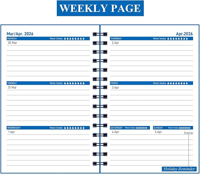Daily Planner 2026-2027, Weekly and Monthly Planner 2026-2027 Academic Year, January 2026-June 2027 Calendar Planner, 8.2"×5.5", 18 Months, Agenda Book for Teacher, School Student (JAN.2026-JUN.2027 Deep Blue)