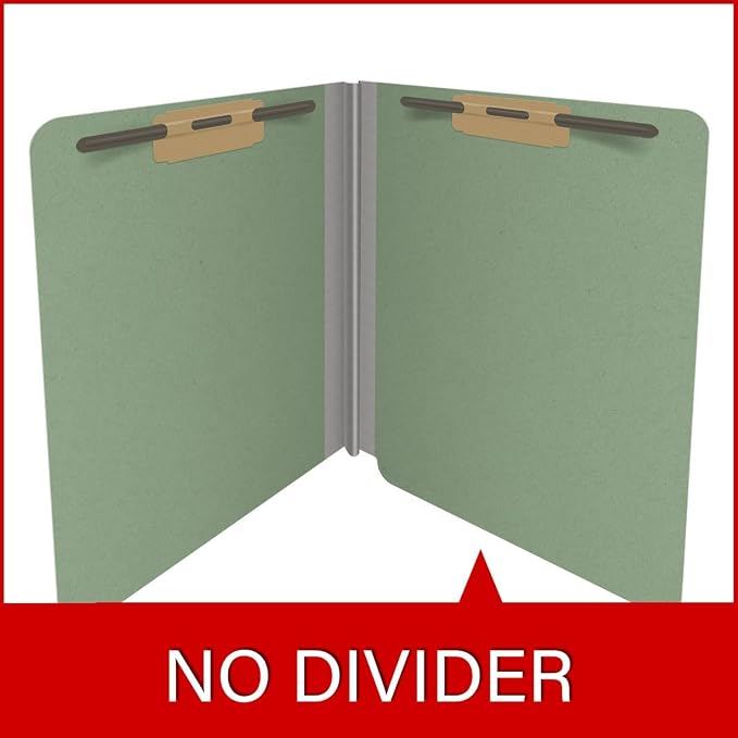 End Tab Pressboard Folders, Letter Size, 2" exp, Fasteners Pos #1 & #3, Green (Box of 25)