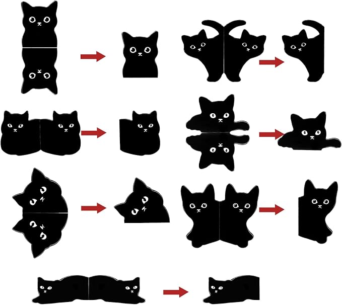 Cute Bookmarks for Women,7 Pcs Black Cat Magnetic Bookmarks Cat Theme Book Mark Clips Set Book Markers for Cat Lover Gifts Magnetic Book Page Clips Kawaii Bookmark for Teachers Students Book Lovers