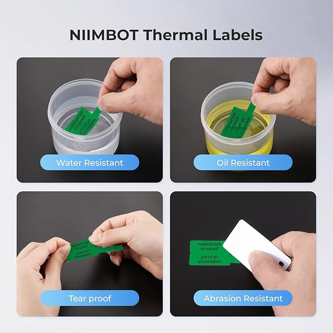 NIIMBOT Cable Label for B1/B21/B3S/K3 Label Printer, Waterproof, Oil-Proof Cable Tags(1'' x 3''),1 Roll of 100 Thermal Sticker Labels (Green)