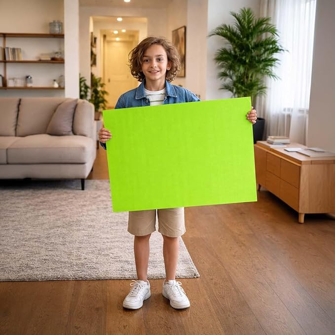 Fluorescent Green Poster Board, 2-Sided 22x28, 25 Count - Water & Fade Resistant for Signs & Presentations