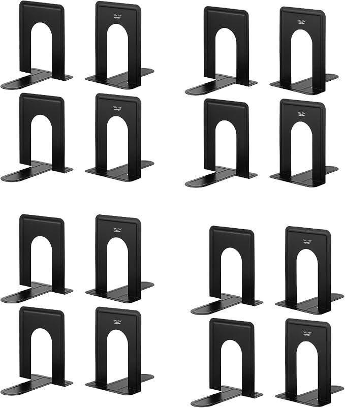 Mr. Pen- Book Ends, Black, 16 Pack, Heavy Duty Metal Bookends for Shelves, Book Holders for Shelves, Metal Bookends