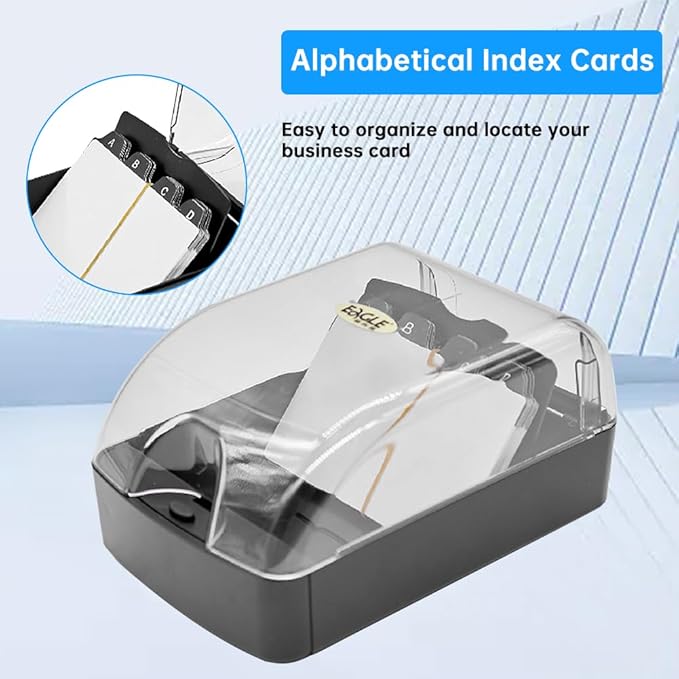 Business Card Box, Lightweight Desk Organizer with Clear Lid Storage up to 350 Cards Credit Cards Holder File Box Storage for Tabletop Office(COLOR:S)