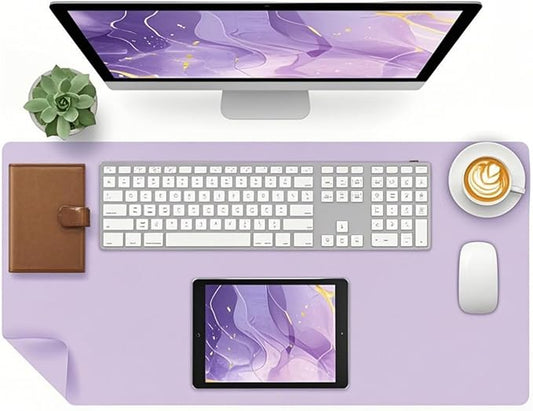 Bloss Light Purple Desk Mat, Double-Sided Leather Desk Pad, Desk Matt for Desktop, Waterproof Desk Pad Mat, Computer Mat for Office Work/Home - 31.5" x 15.7"