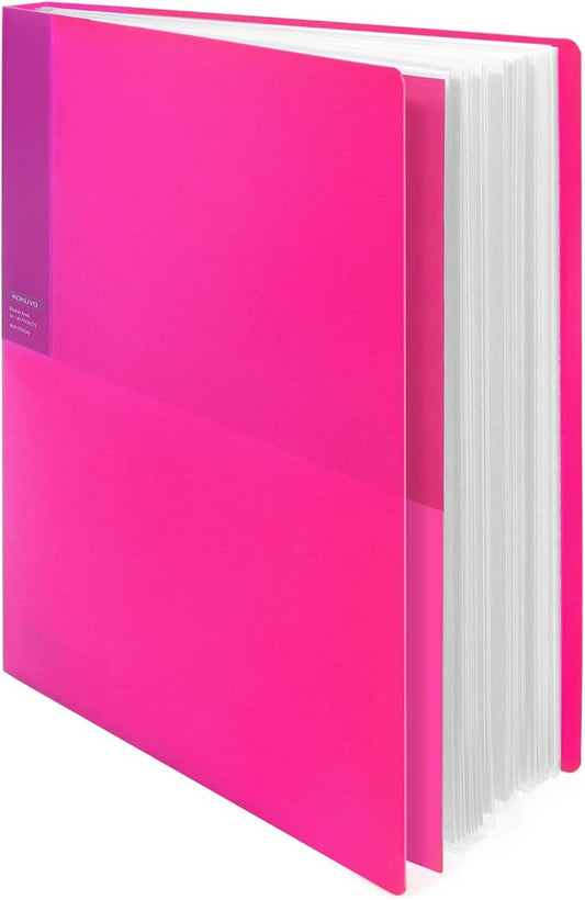 Kokuyo 40-Pocket Binder with Plastic Sleeves (Pink), A4 Art Portfolio Folder with Clear Sheet Protectors. 80 Pages of Presentation Display Book. Japan Import (CTRA-C40P)