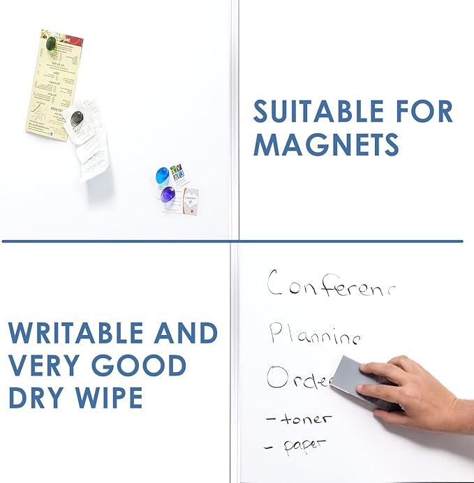 SWANCROWN Large Magnetic White Board 72 x 40 Inches with Thick Aluminum Frame, Large Dry Erase Board for Wall, with Magnetic Pen Holder & Long Marker Tray for Conference Room
