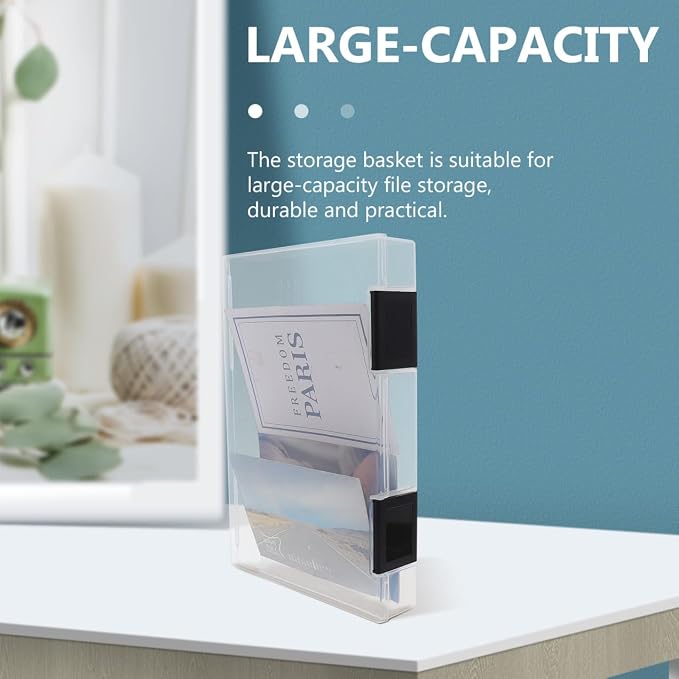 MAGICLULU A5 File Storage Box Plastic Desktop Organizer with Lid for Document and Paper Storage Office and Home Use
