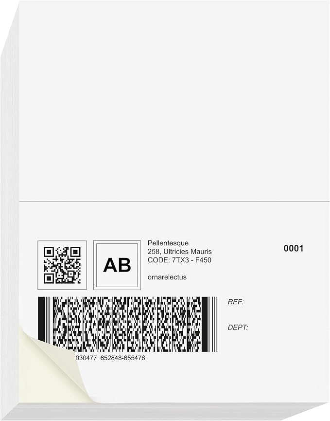 NextDayLabels 8.5x5.5 Half Sheet Stickers White Blank Labels for Laser Inkjet Printer - 2 Per Page Self-Adhesive Shipping Packaging Product Made in USA - 50 Labels