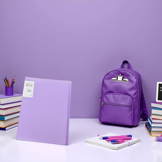 30 Pages Purple Diamond Storage Book - A4 Portfolio Folder for 60 Picture Pics, for Student Art Display Protects Artwork Pages for Sketches Documents(12.2x9.1in)