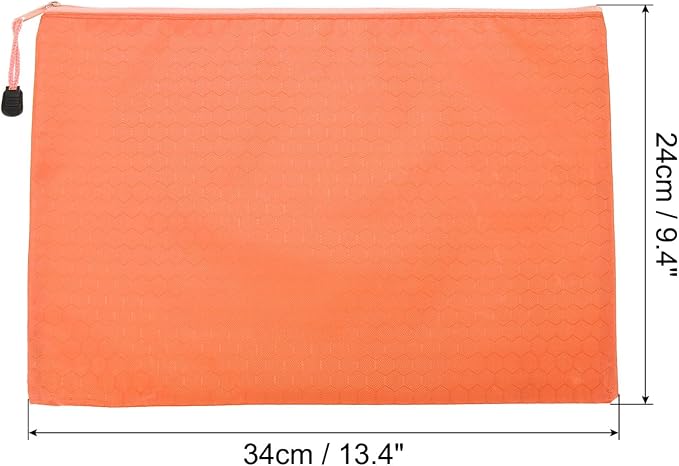 PATIKIL Waterproof Zipper File Bags, 3 Pack A4 Document Holders Pencil Pouch for Office, Orange