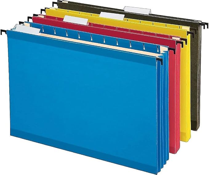 Pendaflex SureHook Reinforced Extra Capacity Hanging Pockets, Letter Size, Assorted Colors, 4/PK (09213)