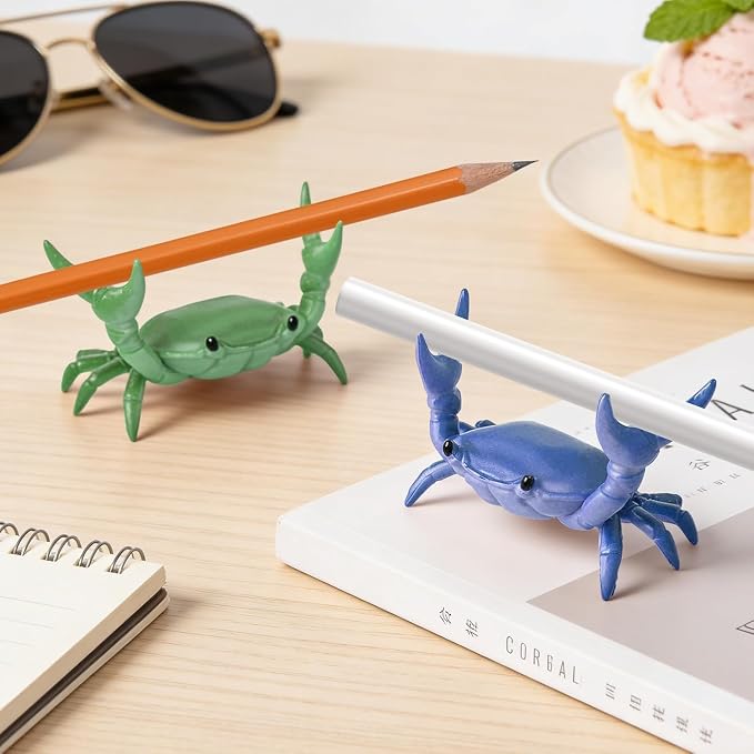 Desk Crab Pen Holder, Creative Weightlifting Crab Pencil Stand, Organizer for Small Items, Cute Office Decor (4pc)