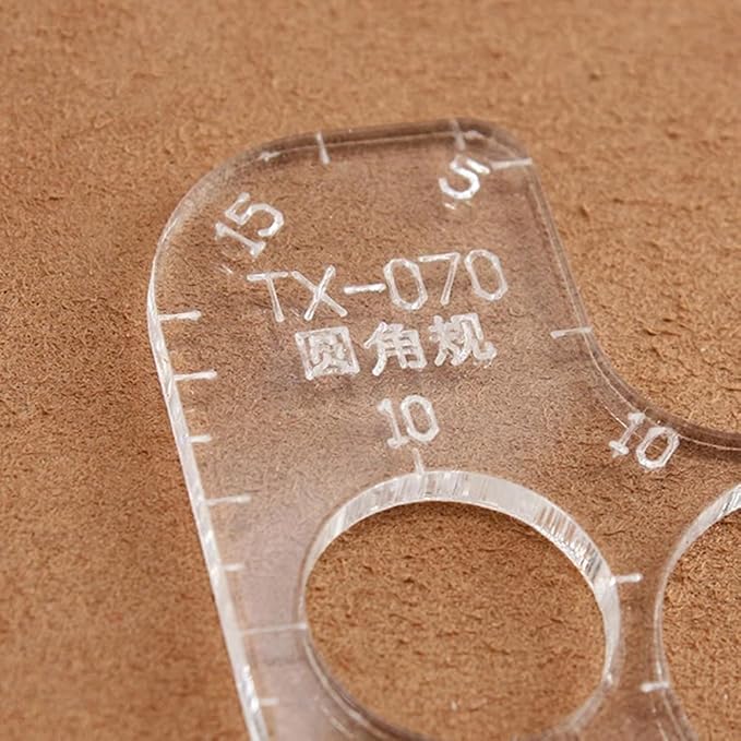 2 Pack Acrylic Circle Template Leather Corner Punch Set Round Corner Stitching Ruler Leather Tool Round Cutter Corner Cutting Radius Gauge Drawing Templates for Leatherwork Craft TX-070
