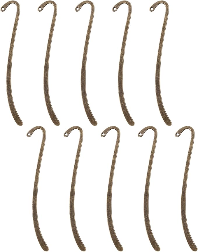 Framendino, 10 Pack Metal Bookmarks Craft Alloy Charms Vintage Bookmark Pendant Charm Jewelry Making Supplies Bronze