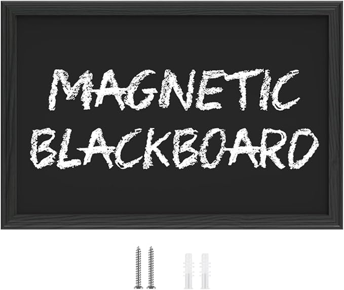 TORASO Chalkboard, Wood Frame Magnetic Chalkboard Sign, Black Wood Framed Chalk Board for Wedding, Kitchen, Bar, Restaurant, Menu & Home Decor,Large Chalkboards, 23.6" x 35.4"(BK-6090)